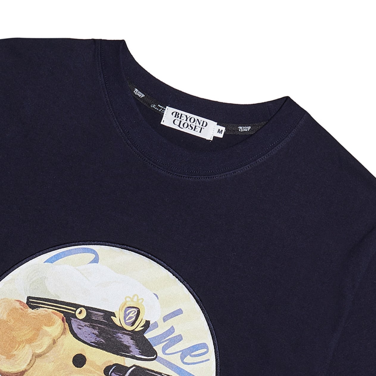 BEYOND CLOSET] Sailor Patch Logo 1/2 T-shirt Navy 正規品 韓国 