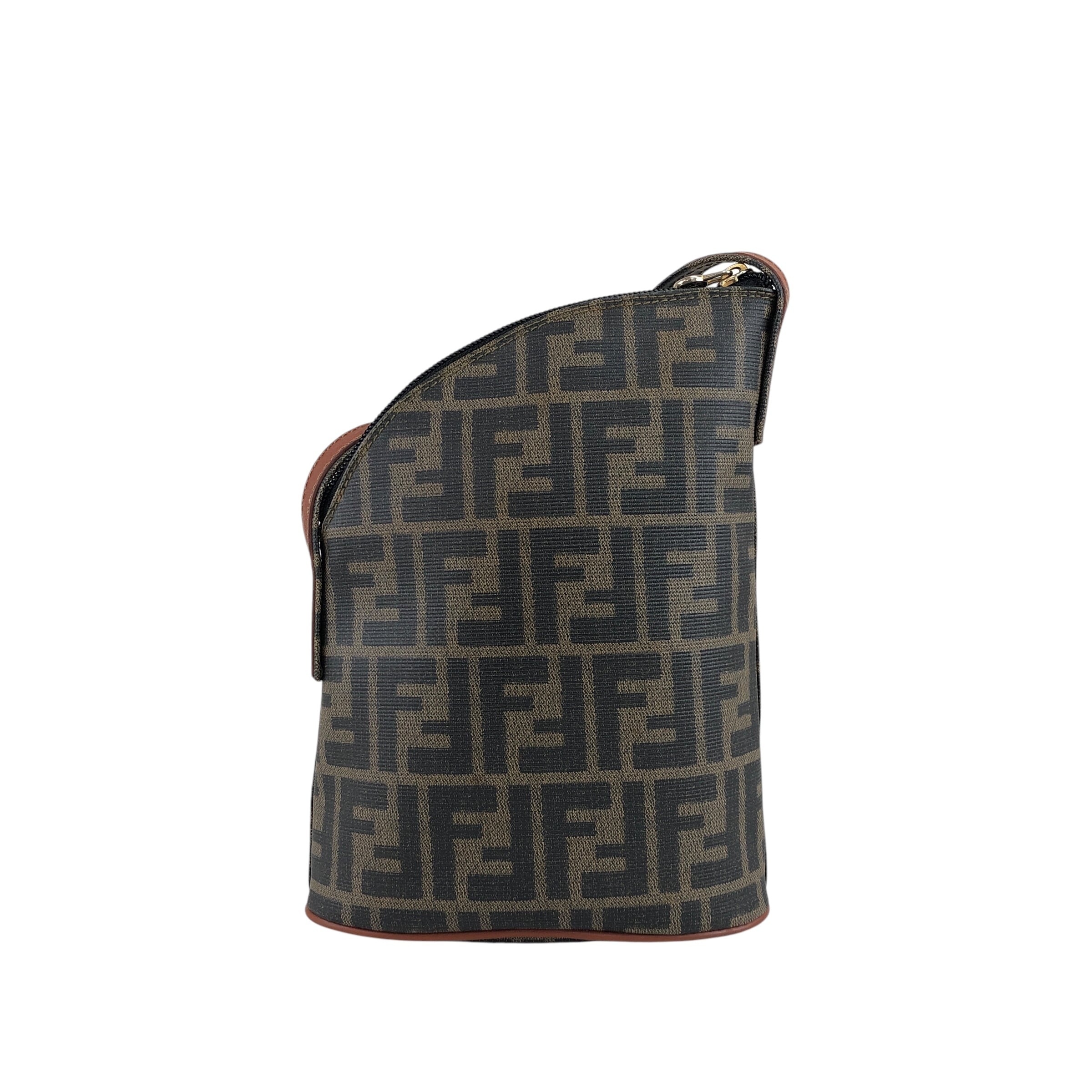 FENDI フェンディ ズッカ ショルダーバッグ ブラウン FFロゴ PVCレザー