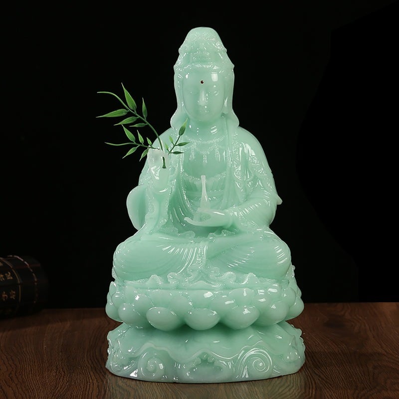 玉製 仏像 木台付き 石製 観音菩薩立像 翡翠 彫刻 置物 仏教 縁起物 仏壇 9kth198w-10.jpg