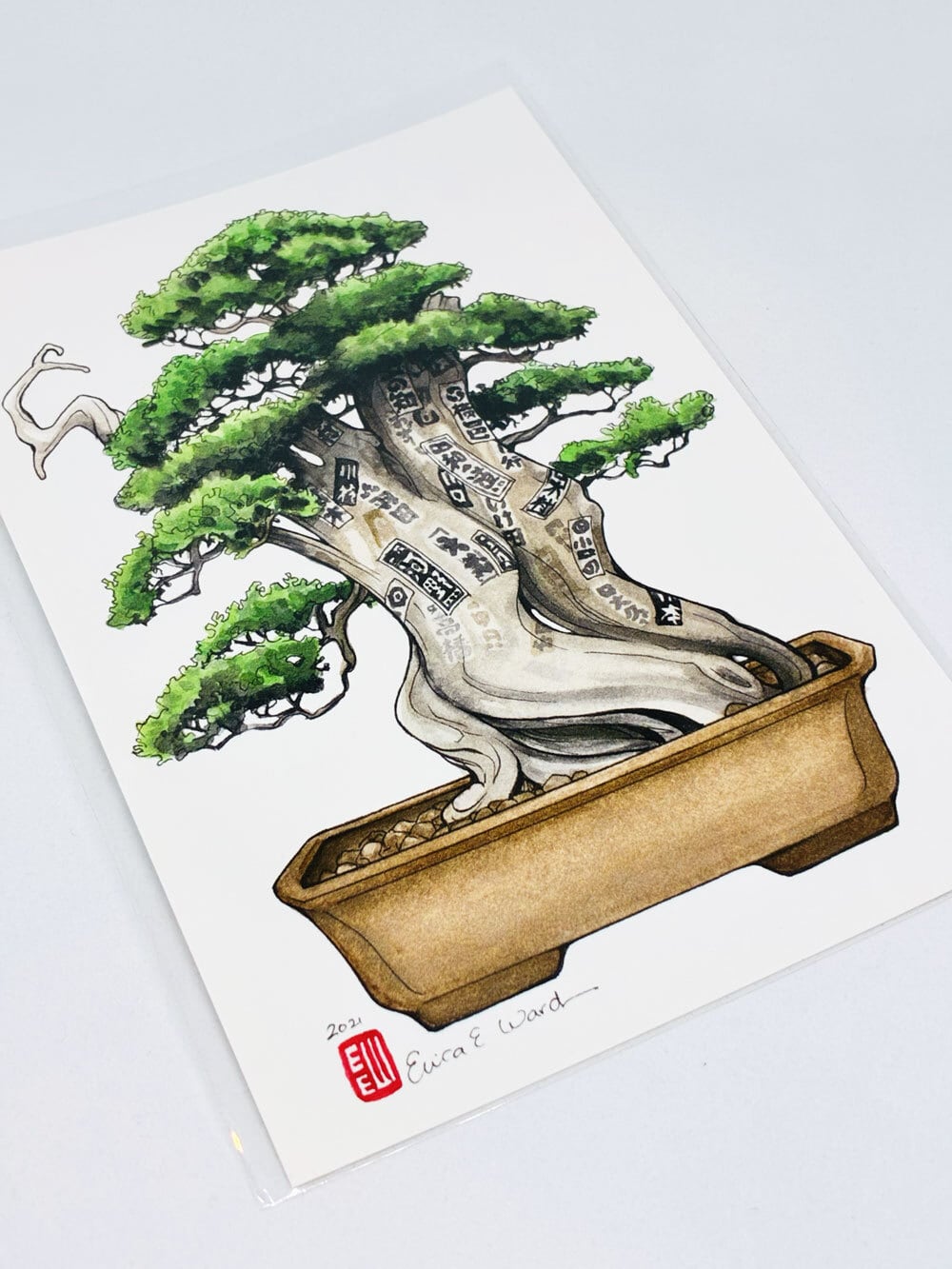 ポストカード　盆栽：千社札 / ポストカード / エリカ・ワード/