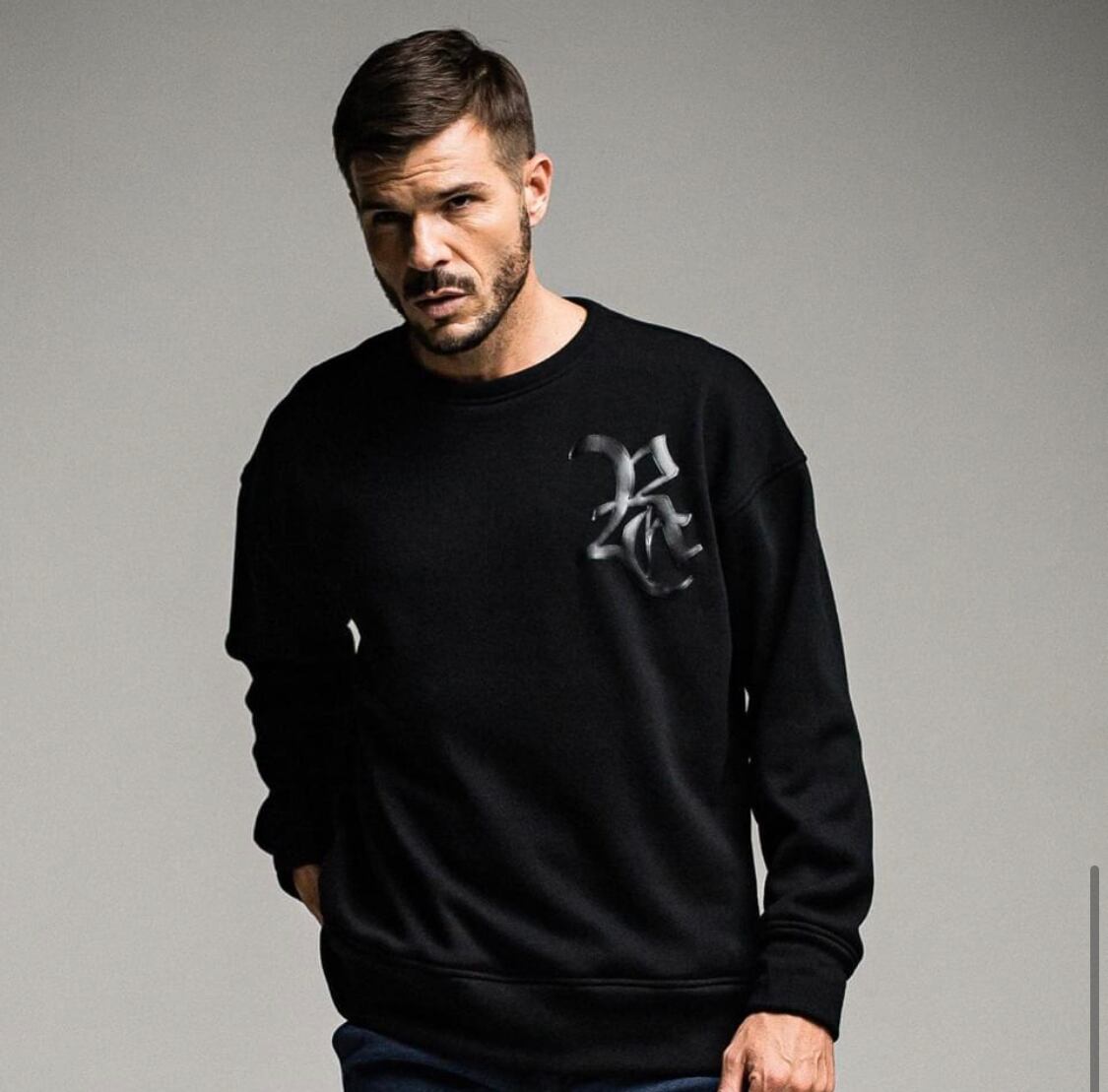 RESOUND CLOTHING / RC velours fleece drop trainer BLACK / ルーズトレーナー / ユニセックス