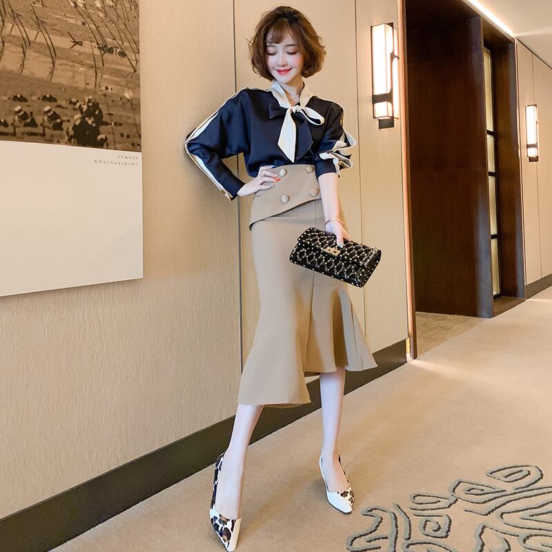 ハイウェストダブルブレスト薄手スカート オータムスタイル 秋物 MIUCO57565144919