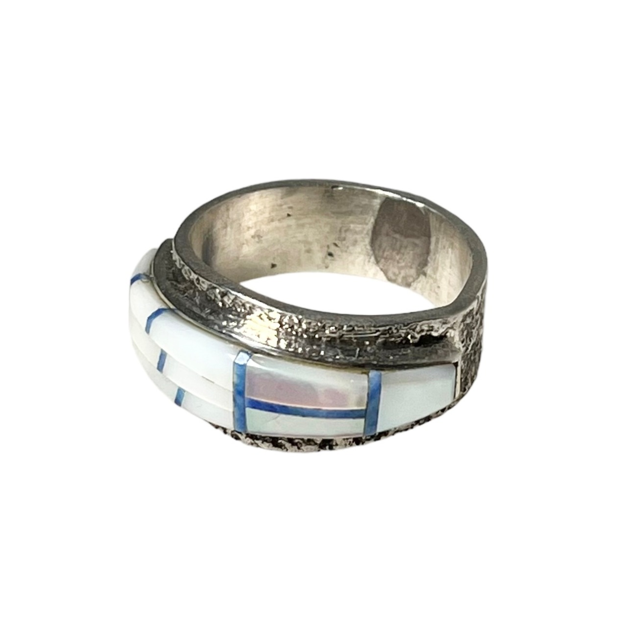 MELVIN FRANCIS silver inlay ring set with shell