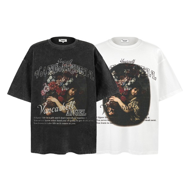 VINTAGE ストリート 油絵プリント Tシャツ T1548