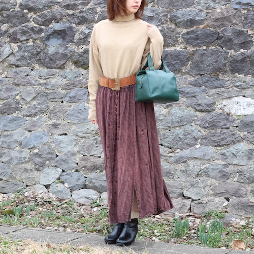 USA VINTAGE D&R EMBROIDERY LONG SKIRT/アメリカ古着刺繍ロングスカート