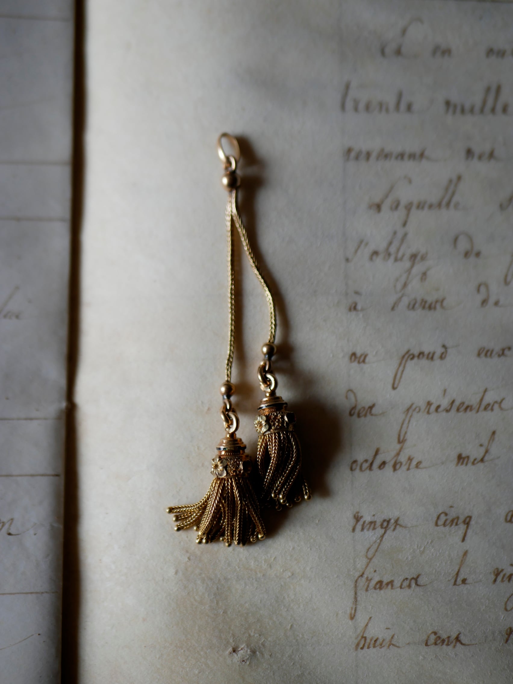 【FN-19】 フランス ダブルタッセル ヴィクトリア朝時代 ネックレストップ 18金 フランスアンティーク