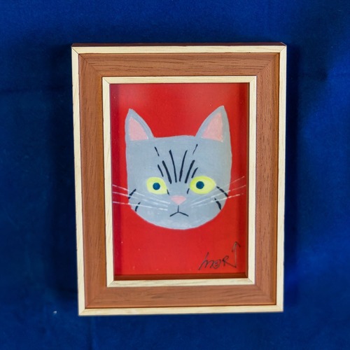 森邦保作品 猫のジクレー版画 （額装込み）F08（サバトラ猫イメージ）