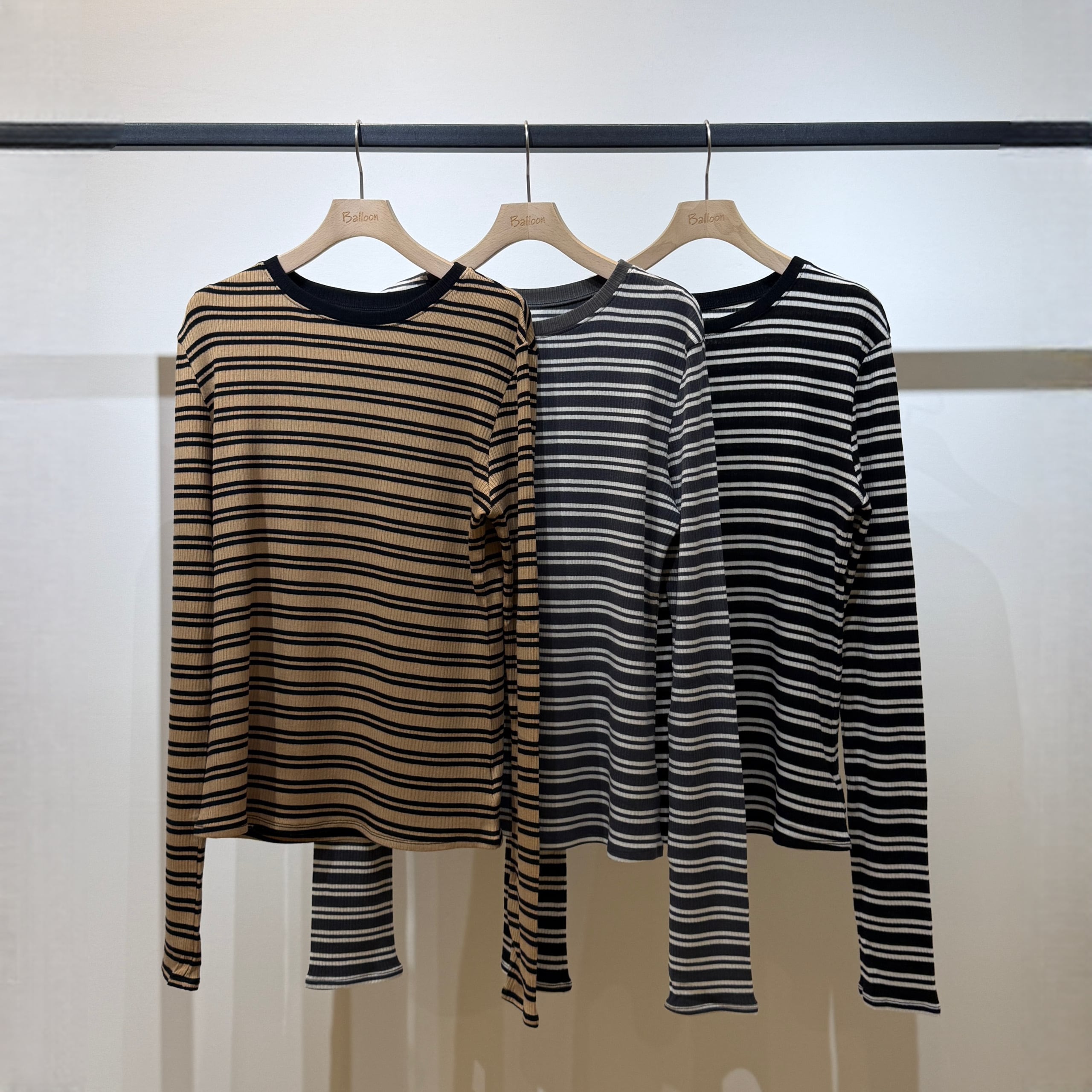 カシミヤシルクシアーボーダーカットソー