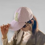 ZOZOTTE ストライプキャップ/ホワイト&パープル/Aロゴ入り