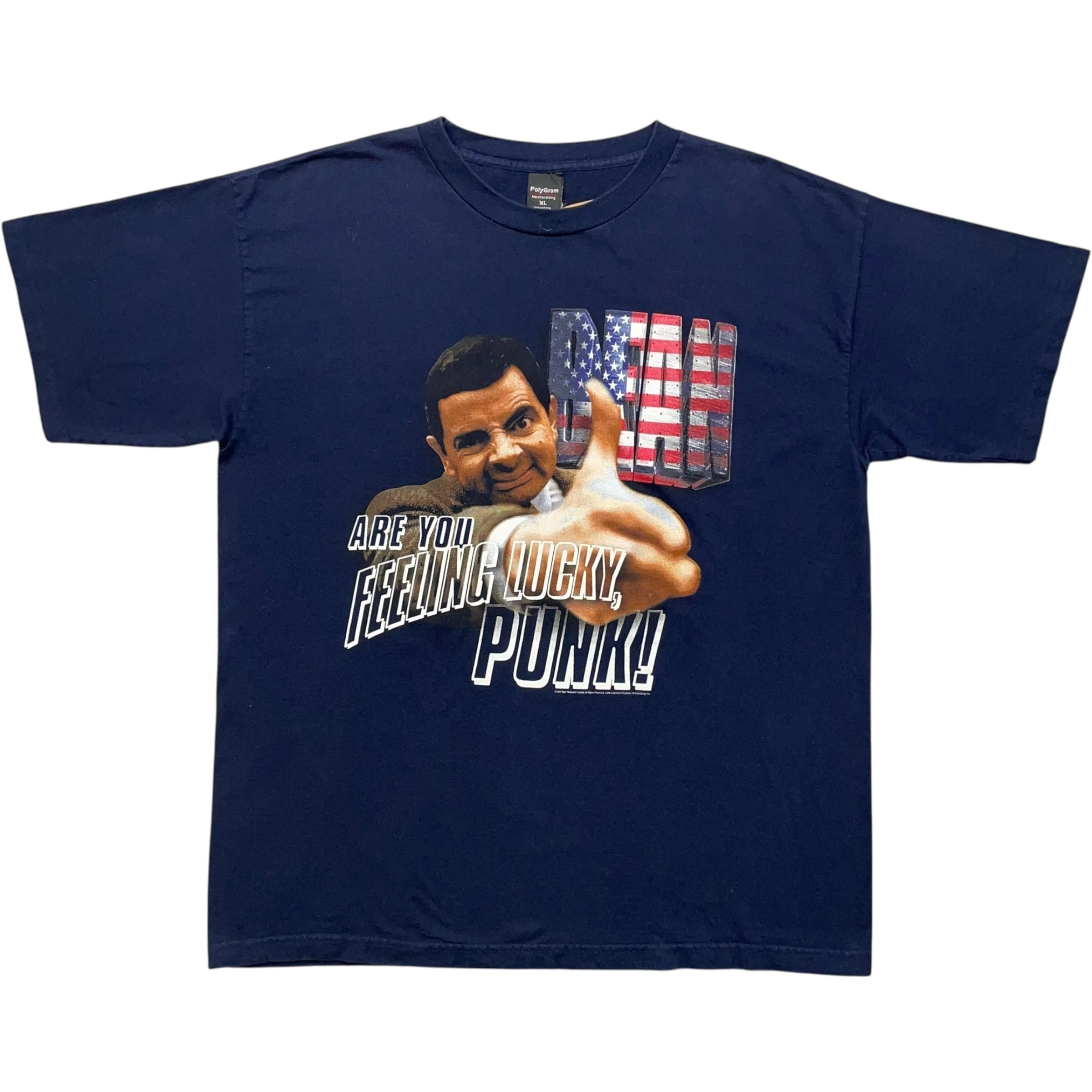 《XL》PolyGram ムービーTシャツ フロントプリント Mr.Bean ネイビー 90年代〜 no.8530