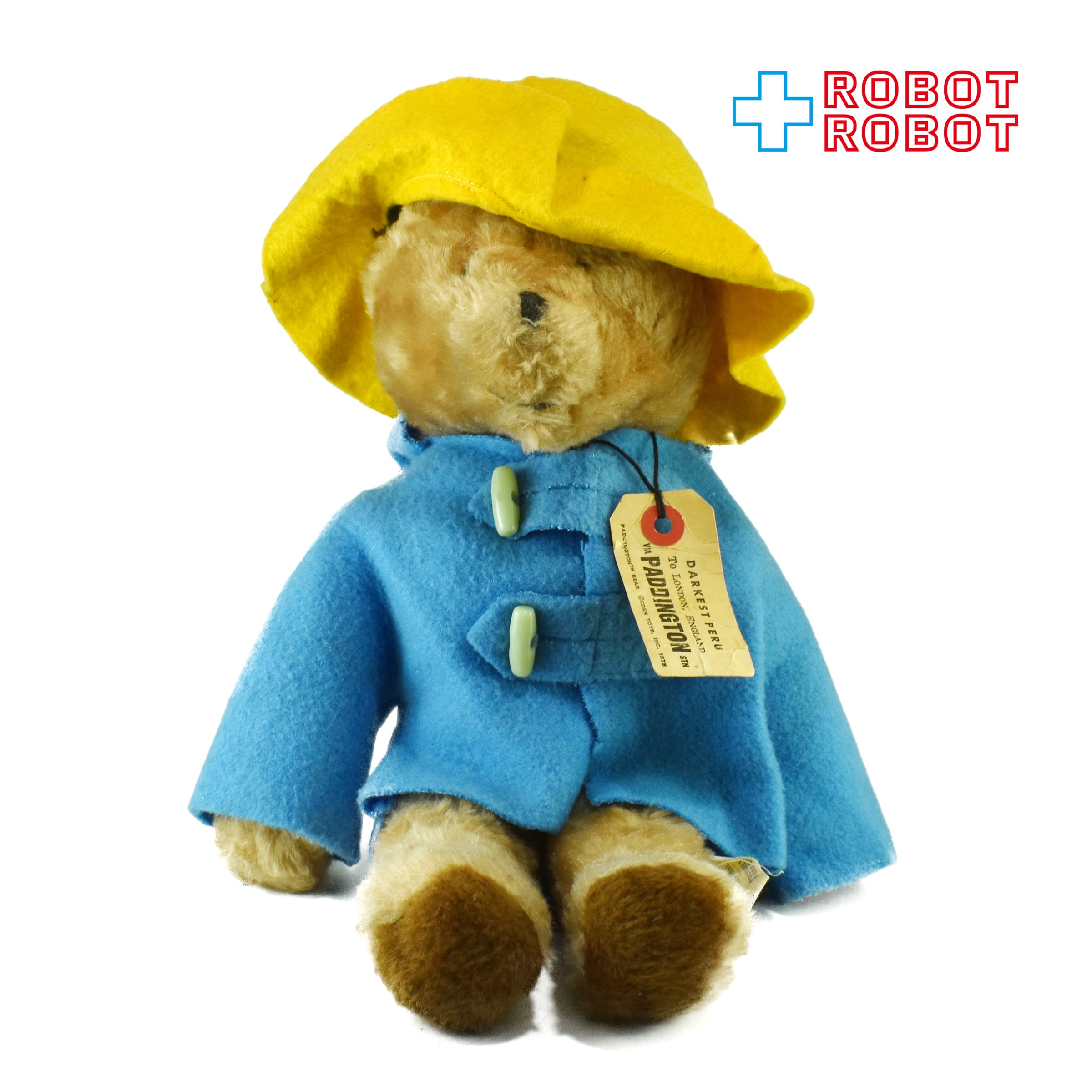 エデン社 パディントン ぬいぐるみ人形 黄色帽子 水色ボタン 36cm 1975