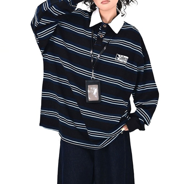 レトロボーダーワイドラガートップス 1col   R01746