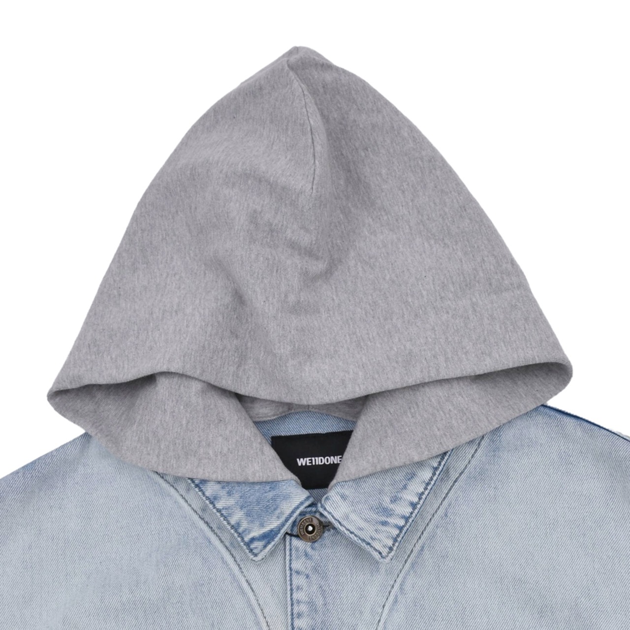 【WE11DONE】BLACK JERSEY HOODIE DENIM JACKET - 7