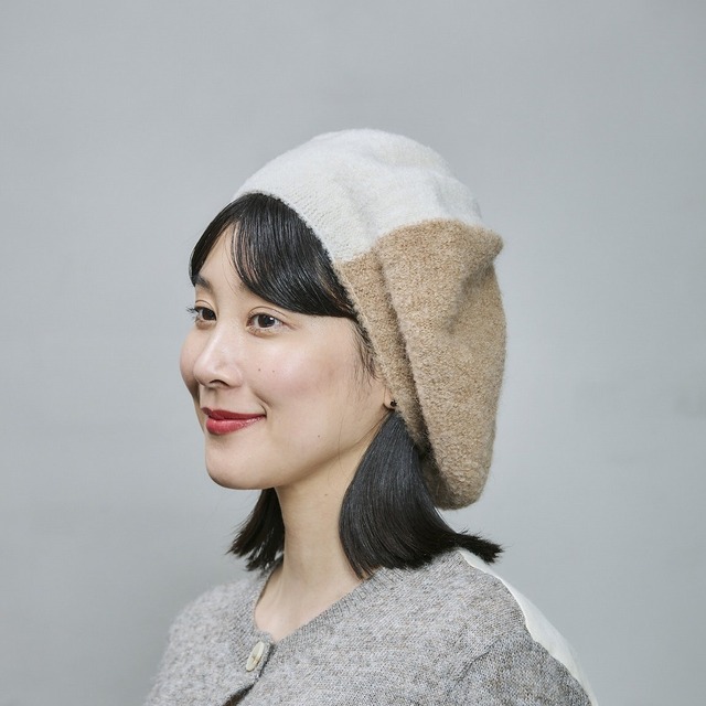 【2026AW】配色ループニットベレー｜ベージュ／グレイ／グリーン　　Contrast Loop Knit Beret