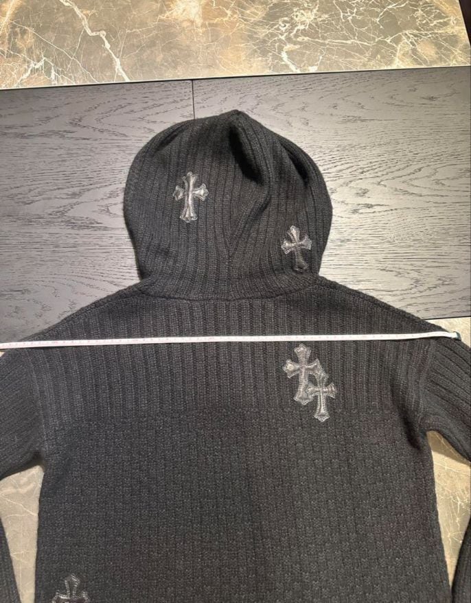 CHROME HEARTS クロムハーツ カシミヤ クロスパッチ ニットパーカー