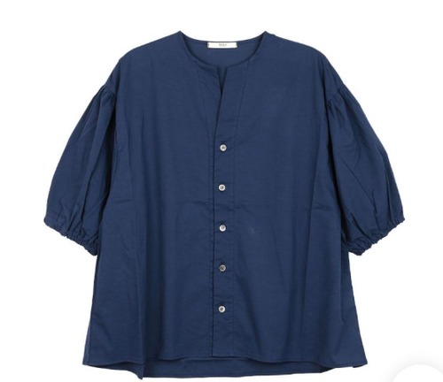671916     クリアワッシャーローン　ロングシャツ　／ネイビー
