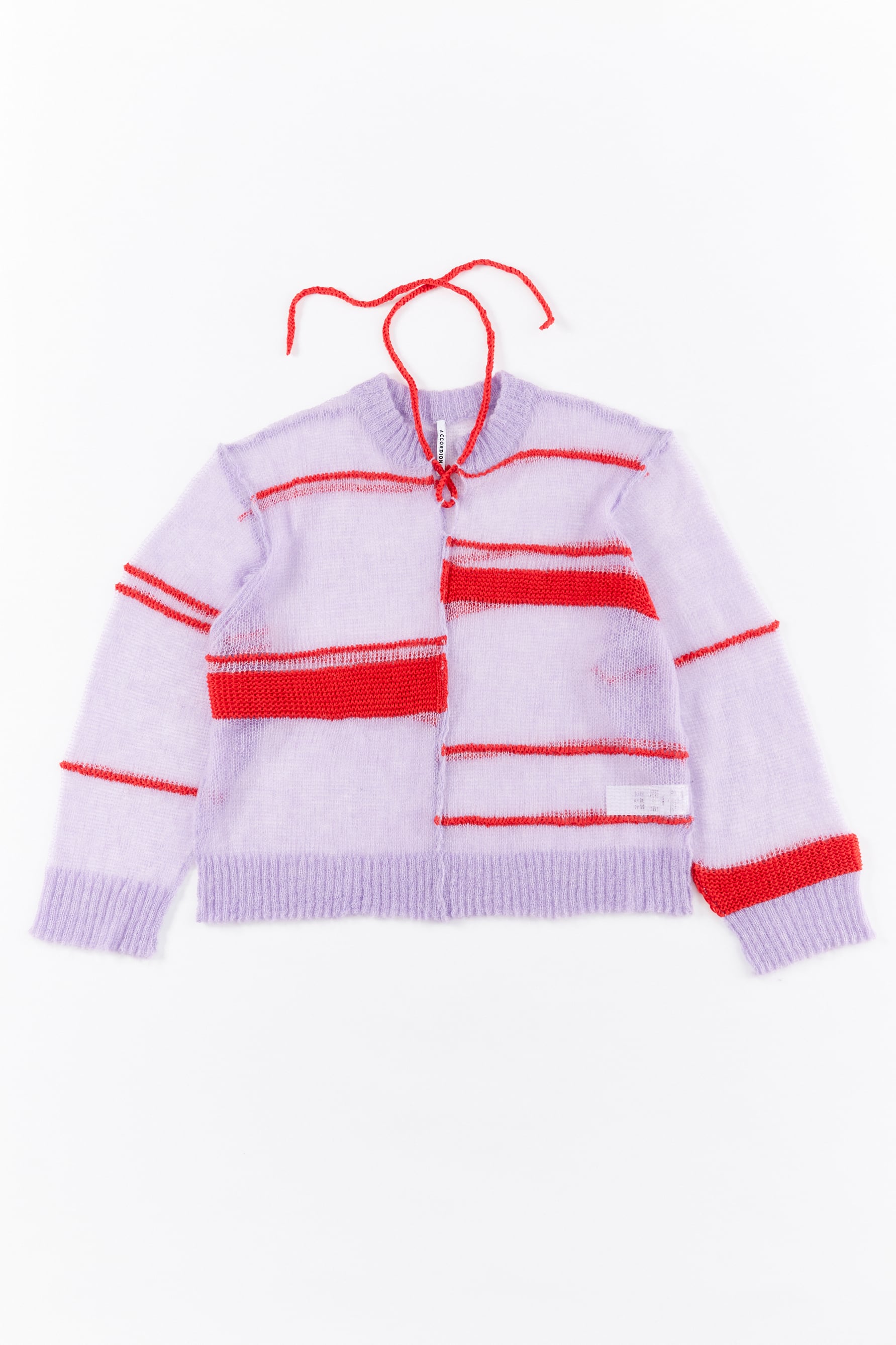 RANDOM BORDER LACE UP PULLOVER 25AWAC-019 LAVENDER×RED