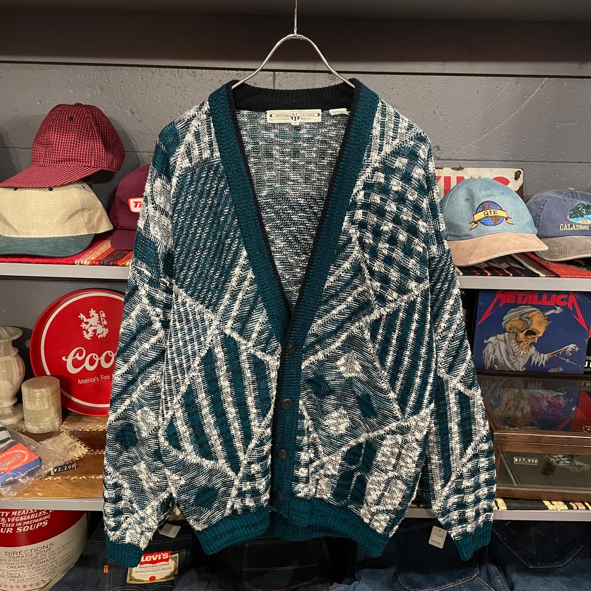 Vintage 1980'S JCPenney The Men's Shop acrylic knit cardigan, size M. acrylic navy blue type Vintage Second Hand