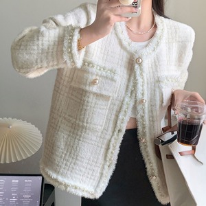 ツイード風 ジャケット レディース 秋冬 韓国 アウター おしゃれ きれいめ 大人 かわいい 通勤 ビジネス オフィス ラメ フォーマル 大人可愛い 大人女子