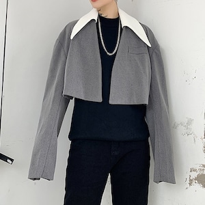 【Men】CONTRAST COLLAR SHORT JACKET 1color Z-020