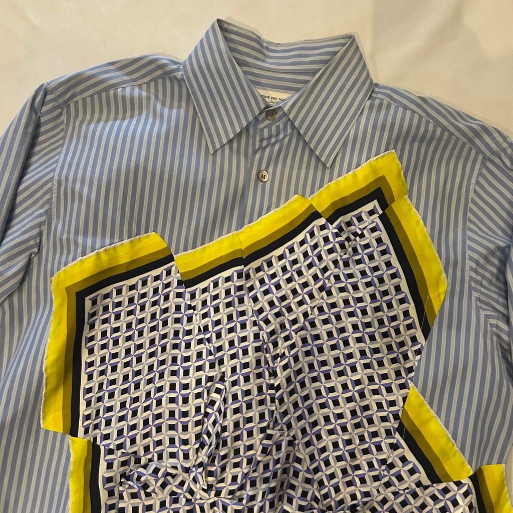 DRIES VAN NOTEN ドリスヴァンノッテン フラワープリントTシャツ  ブルー イエロー XS 中古・古着通販】DRIES VAN NOTEN (ドリスヴァンノッテン) フラワー