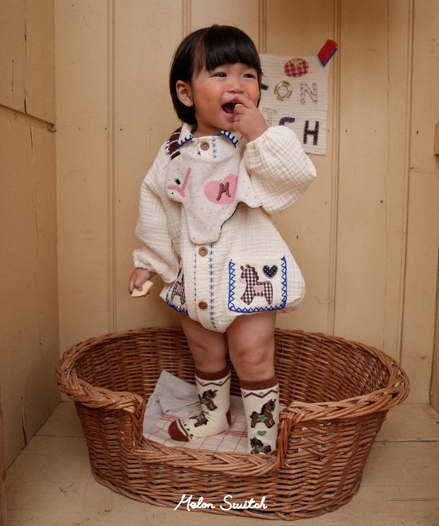 〚予約〛Vintage shirt Yoru romper <baby>