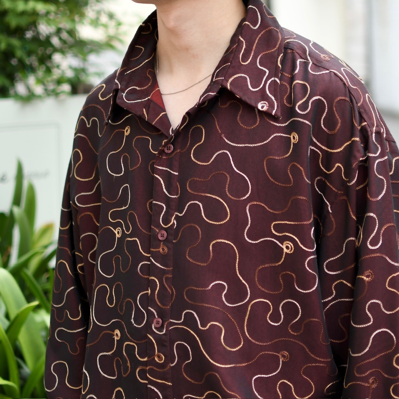 wave chain stitch design shirt