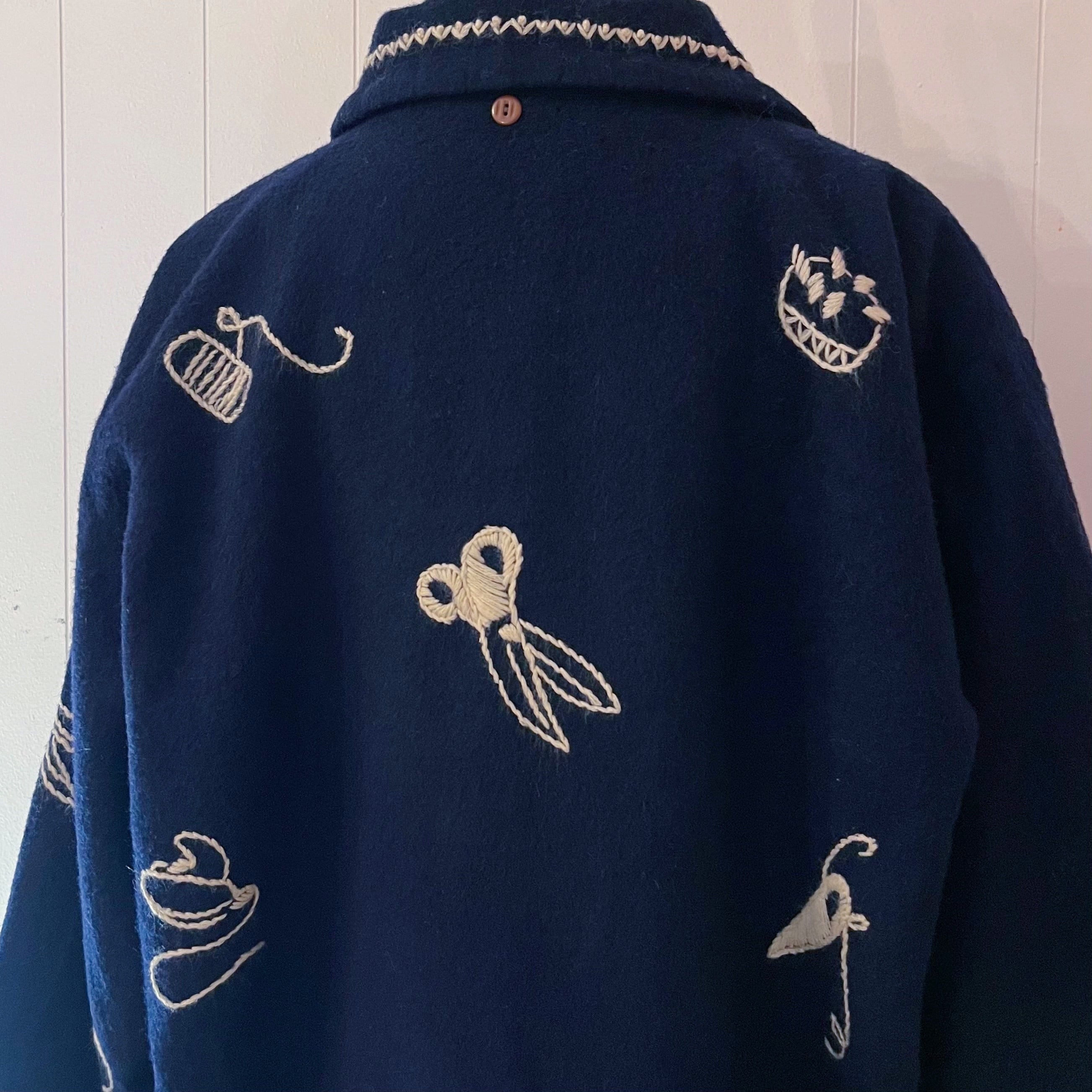sewing kit embroidery navy coat