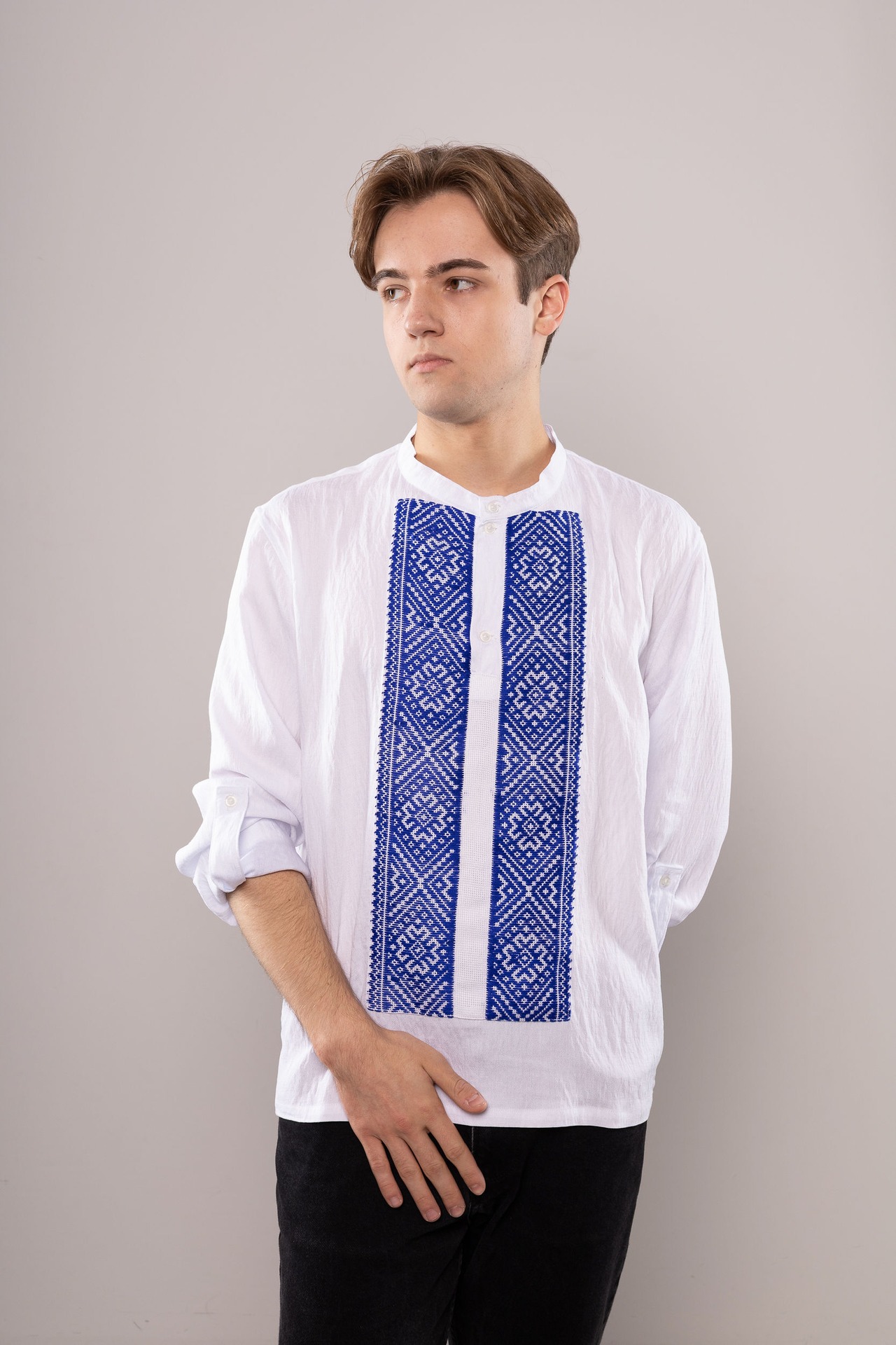 ウクライナ刺繍ヴィシヴァンカ　平行縫い　手刺繍　L-XLサイズ　メンズ - 7