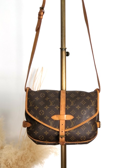 LOUIS VUITTON ルイヴィトン モノグラム ショルダーバッグ ブラウン PVC レザー ソミュール30 vintage ヴィンテージ オールド dzuvmj