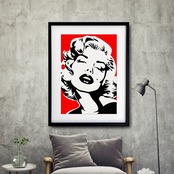 Monroe Love (red)｜情熱的なレッドが映えるマリリンモンローアートポスター｜モノトーンに艶を添えるラグジュアリーインテリアA3ポスター
