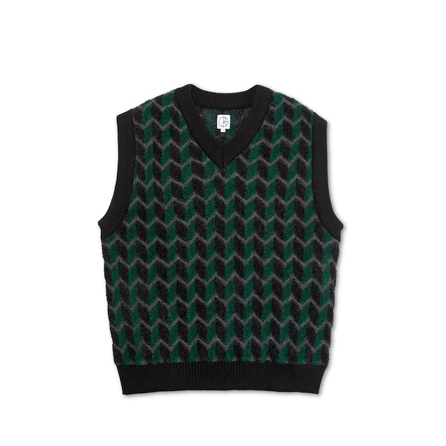 POLAR / ZIG ZAG KNIT VEST / BLACK/TEAL / SIZE2