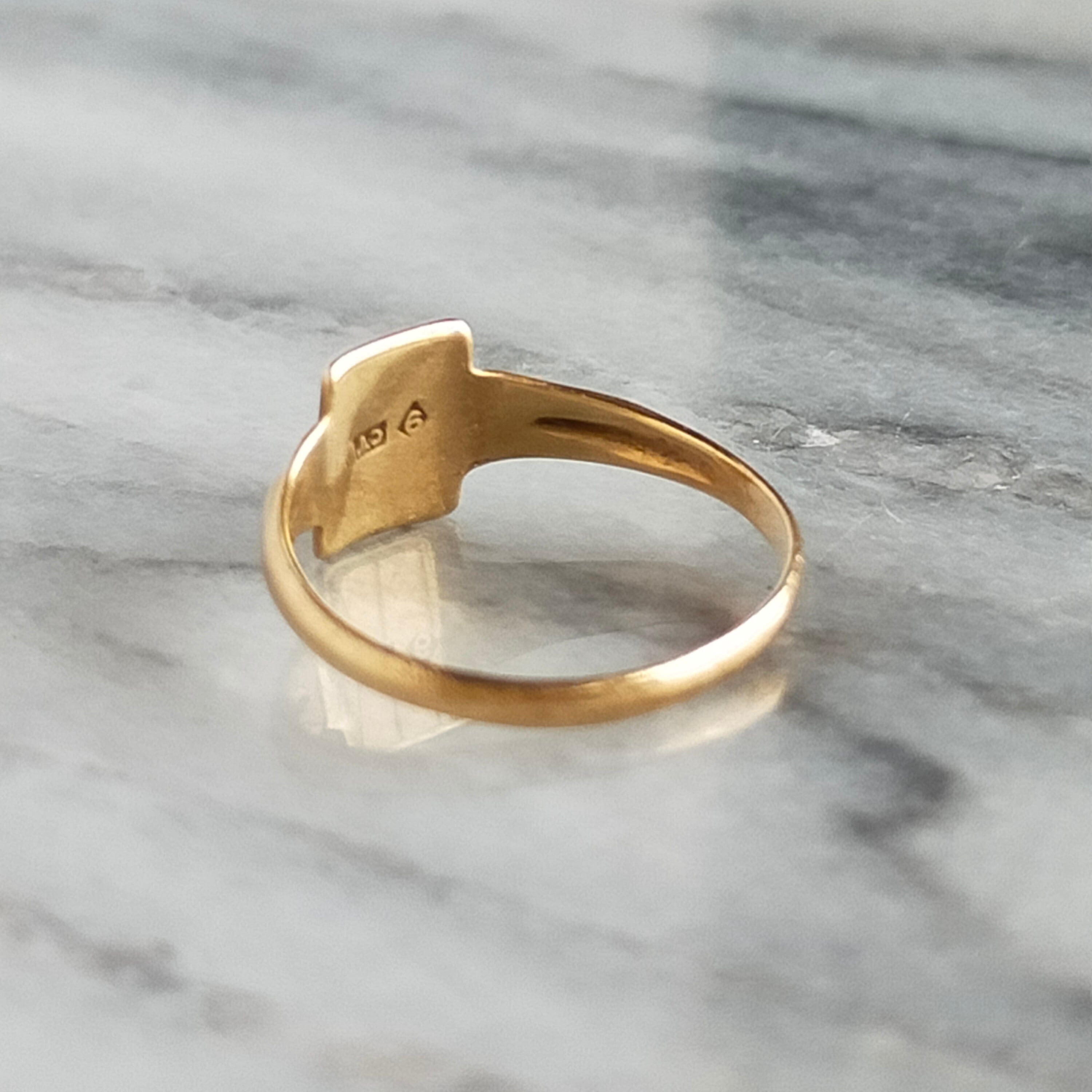 英国 1949年 ヴィンテージ 9kゴールド イニシャル シグネットリング  