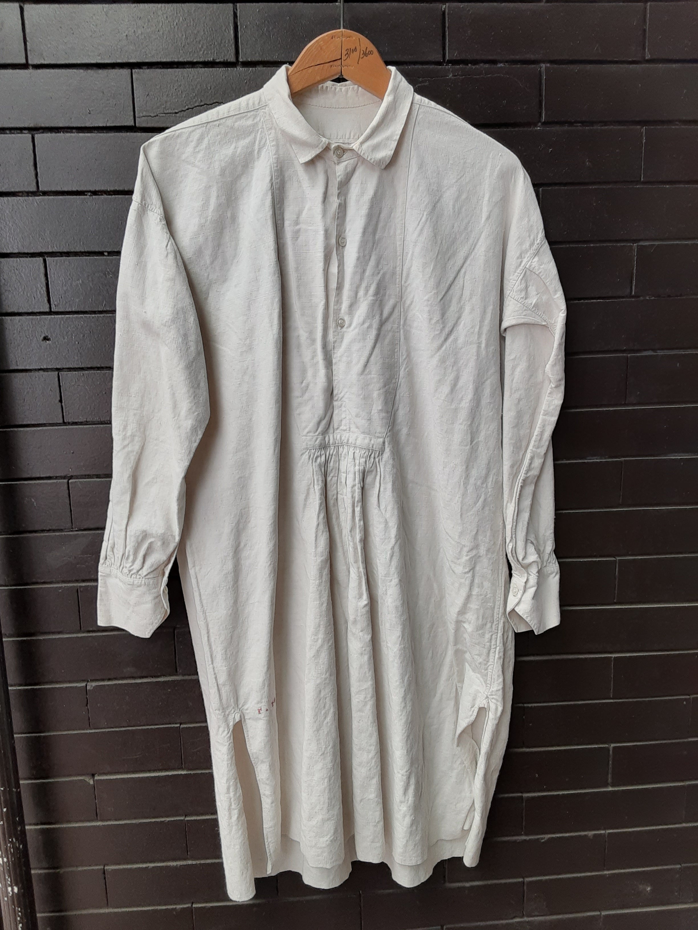 身幅61【1900s〜20s】French Linen Grandpa Shirts