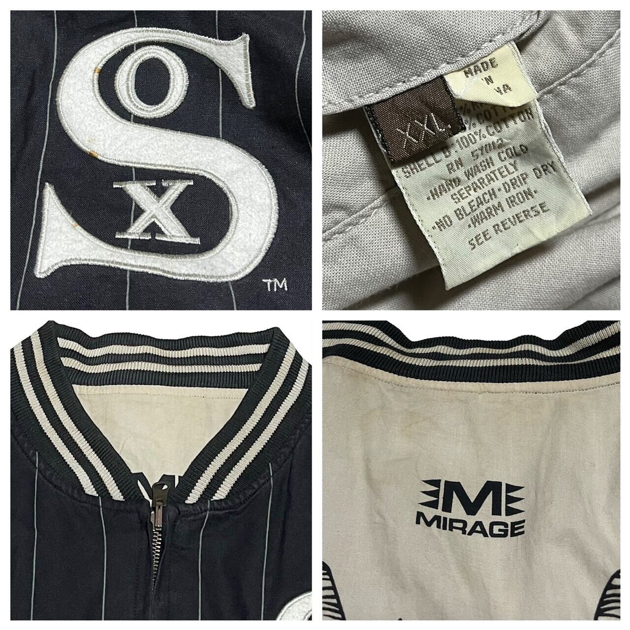 size XXL】90s MIRAGE white sox ホワイトソックス スタジャン