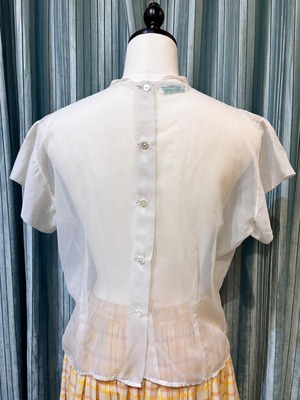 50's  sheer nylon"majestie" white blouse