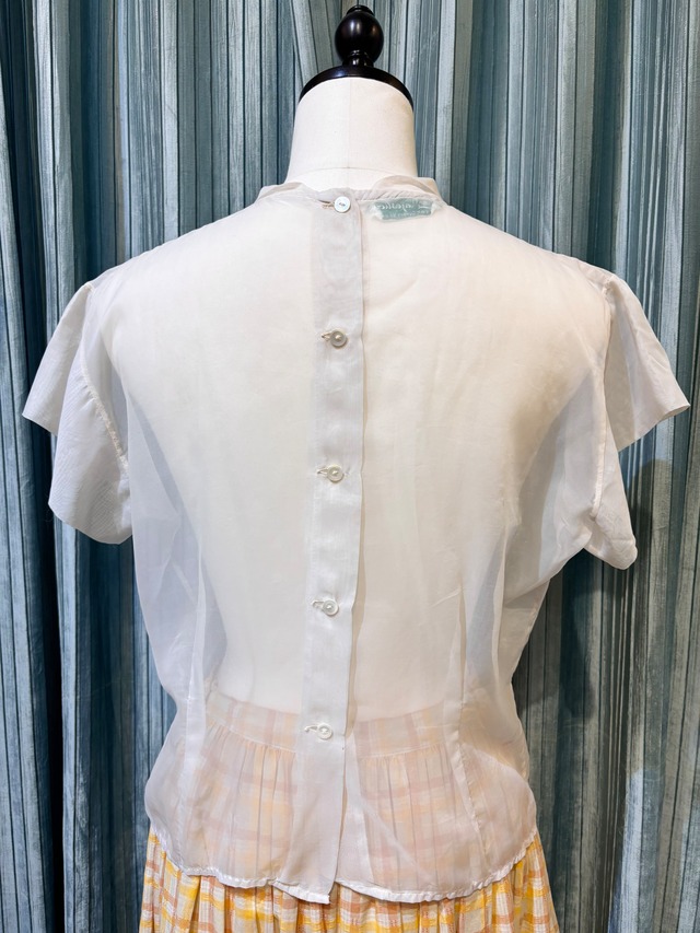 50's  sheer nylon"majestie" white blouse