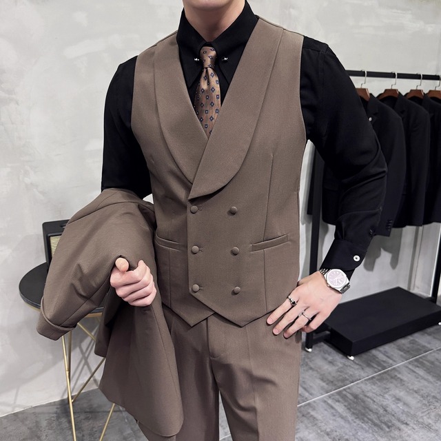 ショールカラーダブルボタンベスト 4color OJ0595