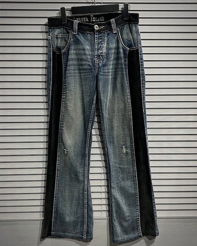 【X VINTAGE】Corduroy Switching Flared Denim Pants