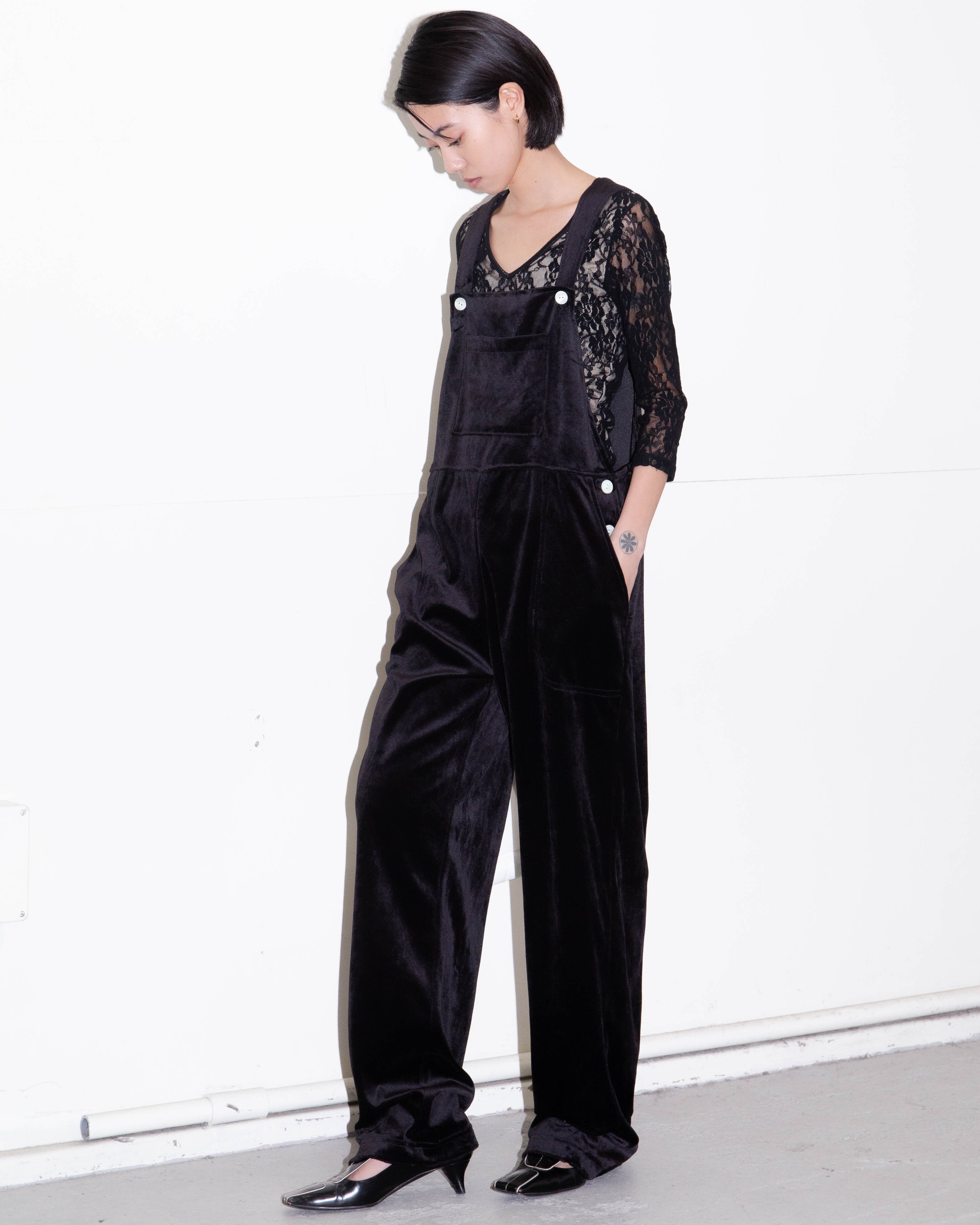 luik 購入 90s vintage ベロア オーバーオール オールインワン 1990s strapless velour all-in-one | LUIK FINN