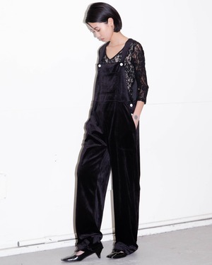 1990s wide-leg velour overalls