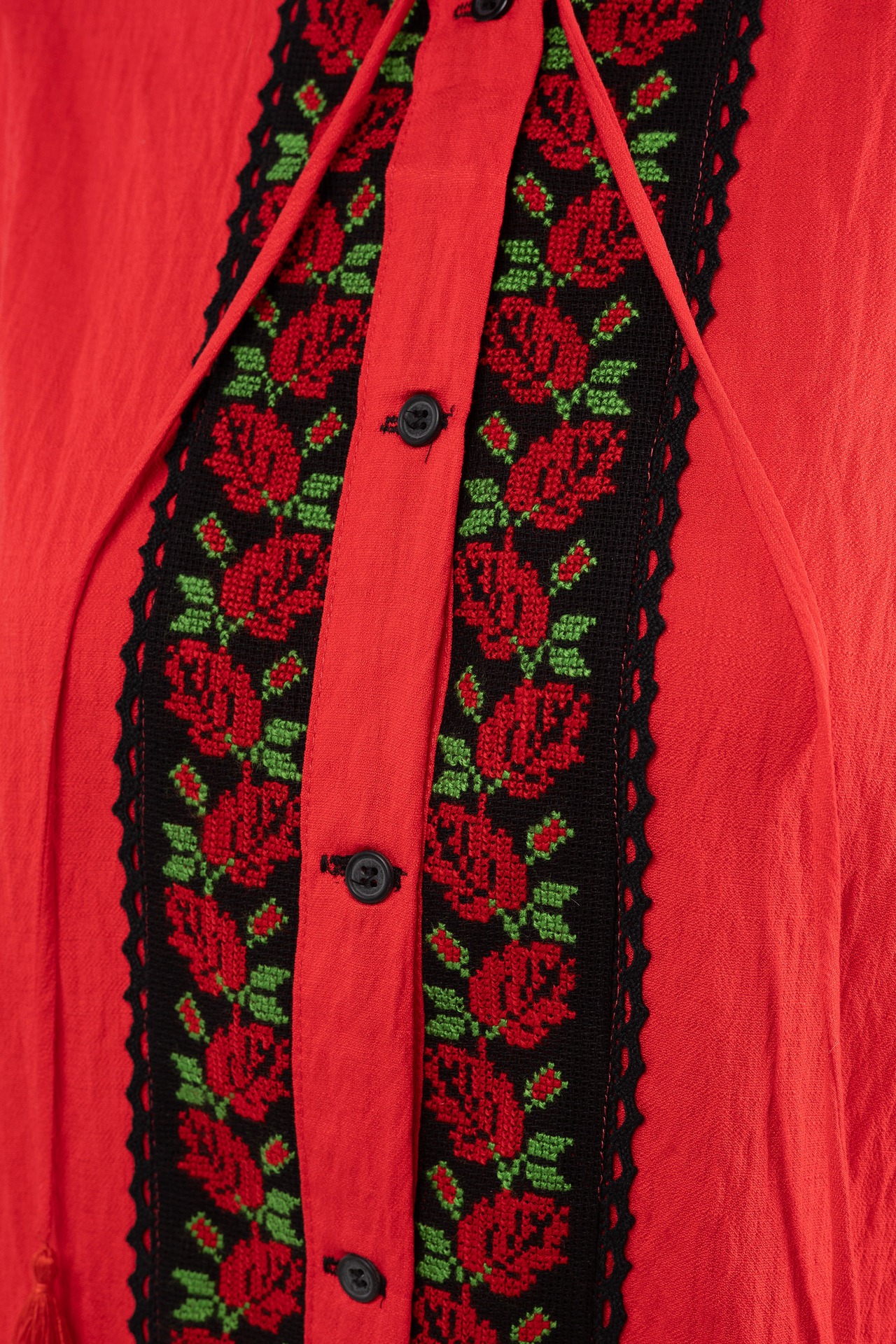 ウクライナ刺繍ヴィシヴァンカ　バルーン袖　手刺繍　麻　レディース・フリーサイズ - 14