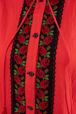 ウクライナ刺繍ヴィシヴァンカ　バルーン袖　手刺繍　麻　レディース・フリーサイズ