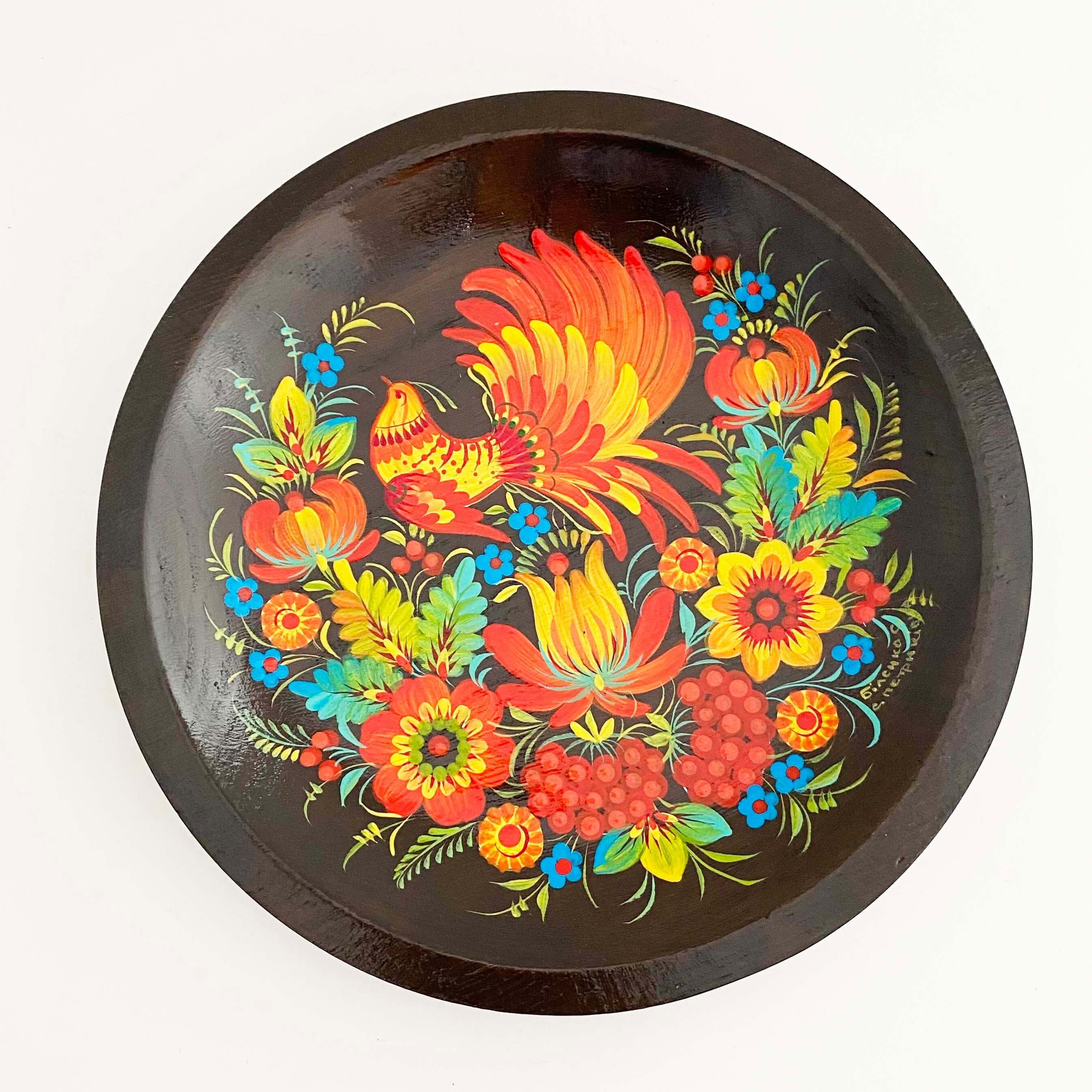 ユネスコ】ウクライナのペトリキウカ塗りプレート アート 手描き 置物