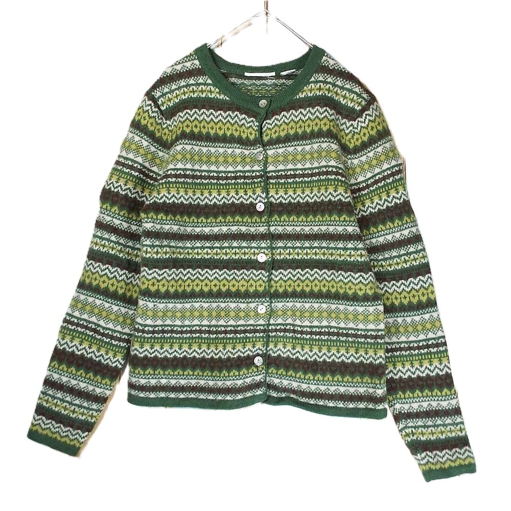 アメリカ古着】UN KNOWN ノルディック柄 貝ボタン 長袖ニット セーター