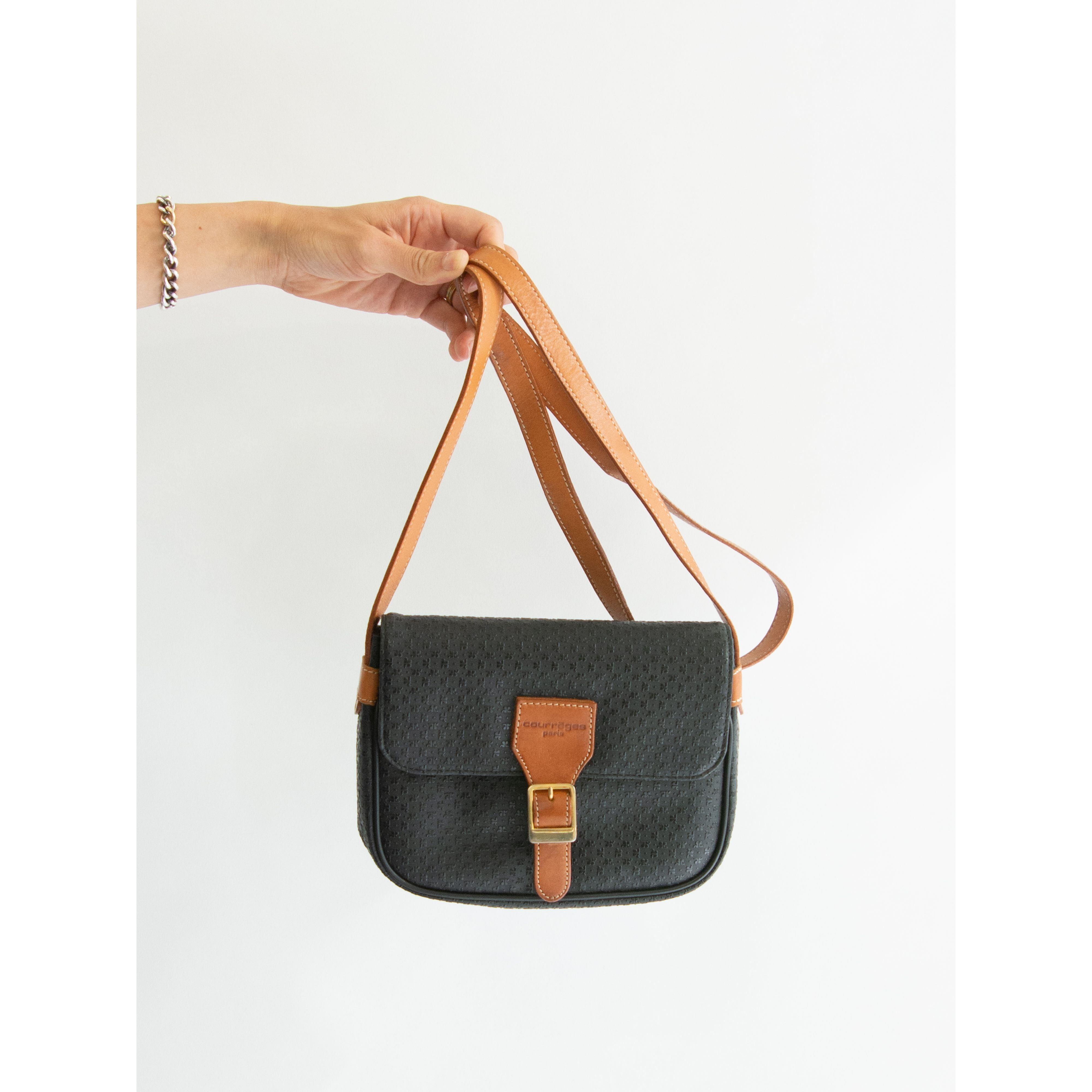 【courreges paris】Made in France PVC×Leather Crossbody Bag(クレージュ フランス製 PVC×レザークロスボディバッグ ショルダー)