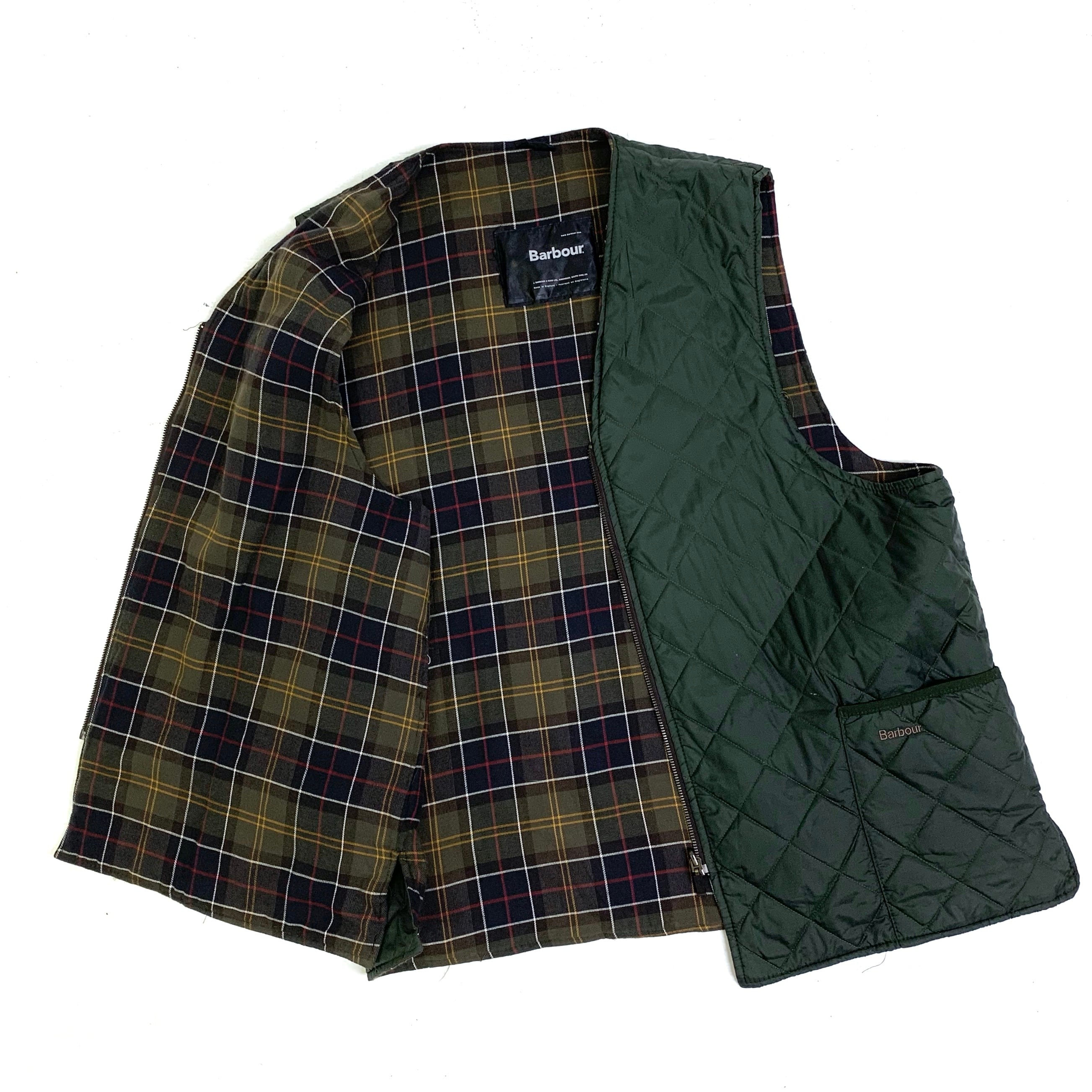 0289 / 2000's Barbour guilted waistcoat made in England モス