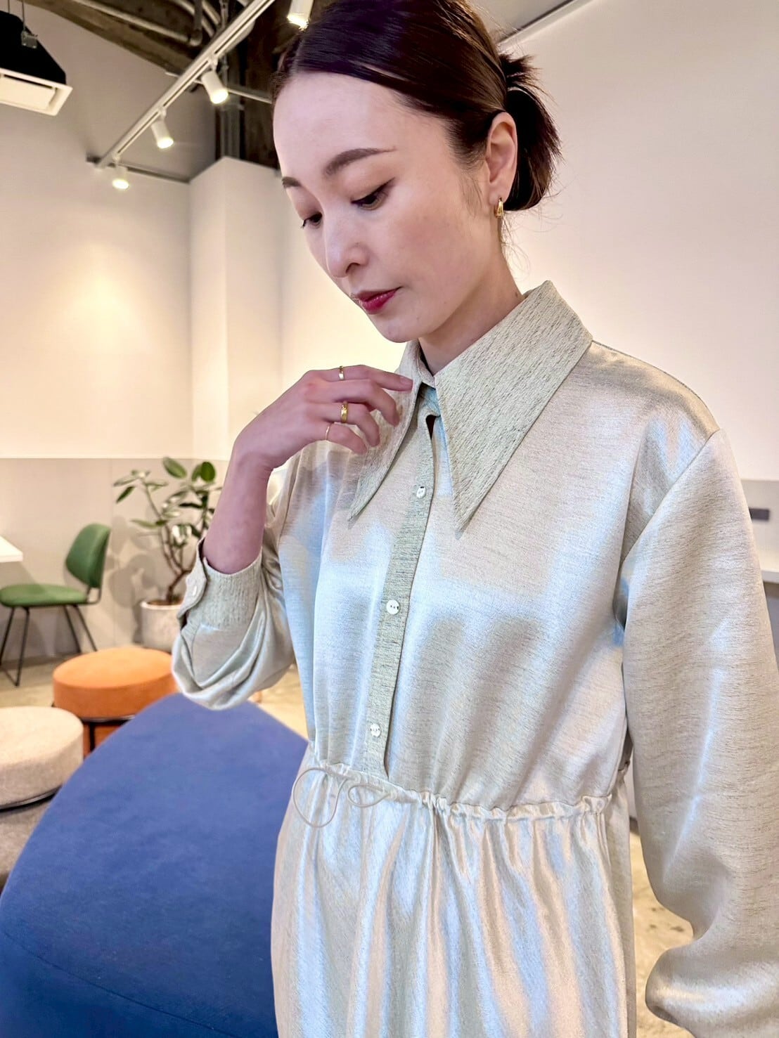 2025秋冬】バイアスカットシャツドレス Bias cut shirts dress