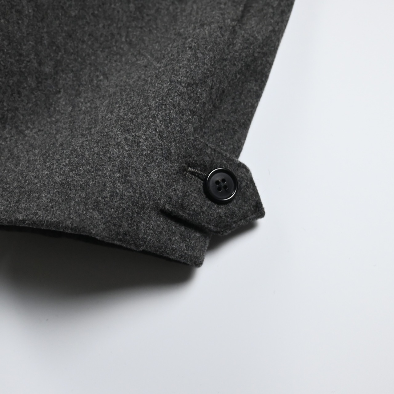 INTERIM / HEAVY MELANGE FELTED VIRGIN WOOL DEADSTOCK LEATHER COLLAR HARRINGTON JACKET