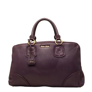 ミュウミュウ ボストンバッグ ハンドバッグ パープル ゴールド レザー レディース MIUMIU 【中古】
